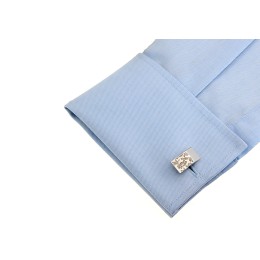 Mansetinööbid - nurgelised, lille graveering